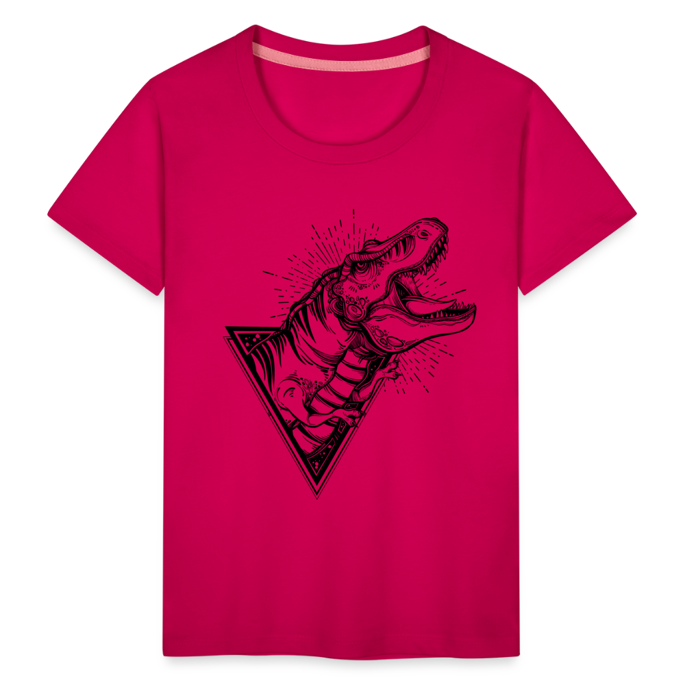 Kinder Premium T-Shirt - Dinosaurier - T-Rex Design - dunkles Pink