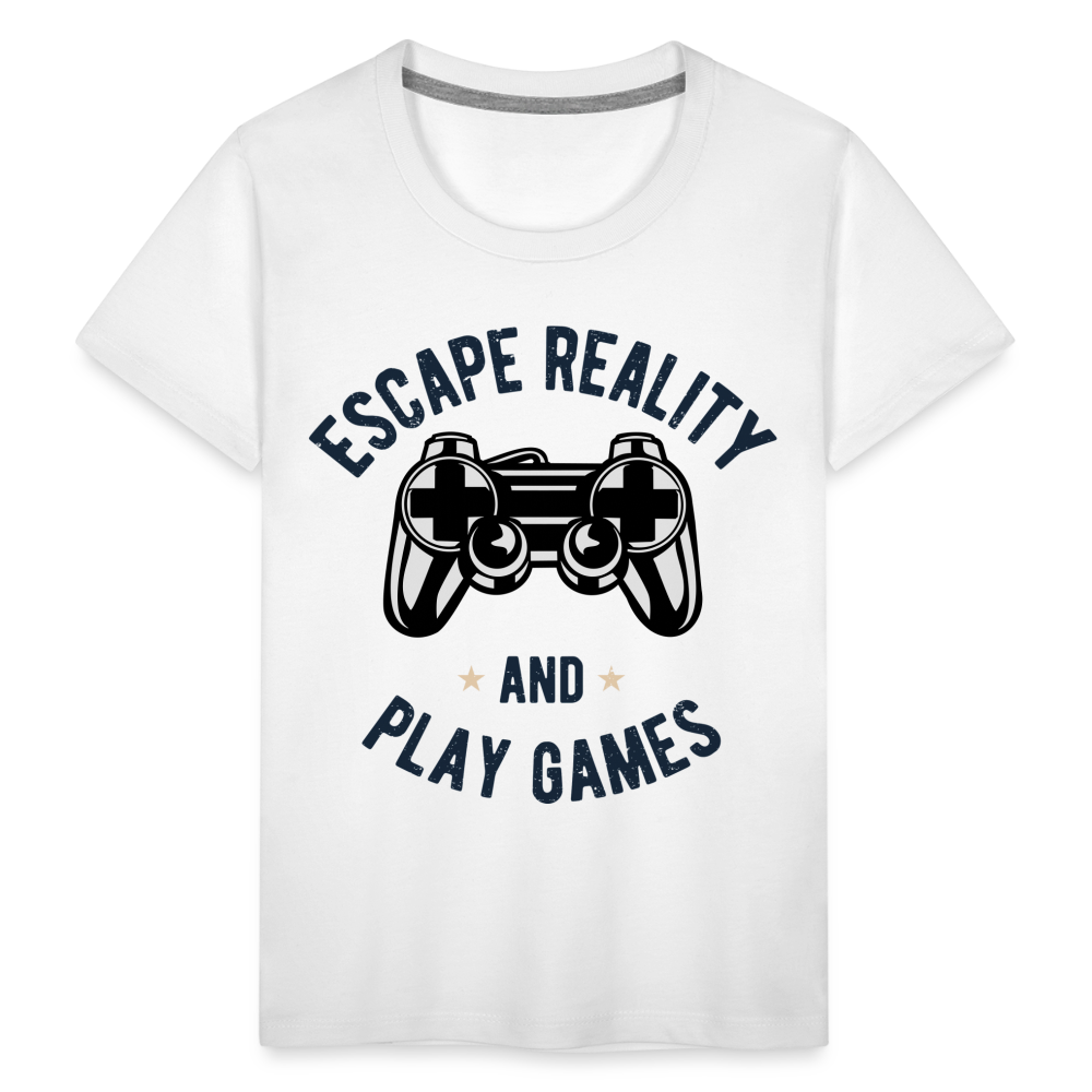 Kinder Premium T-Shirt - Gamer Play Games Design - weiß