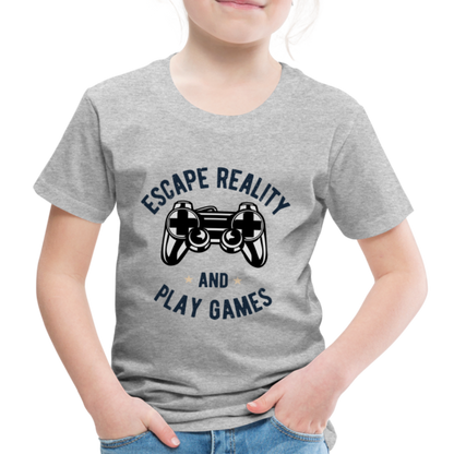 Kinder Premium T-Shirt - Gamer Play Games Design - Grau meliert