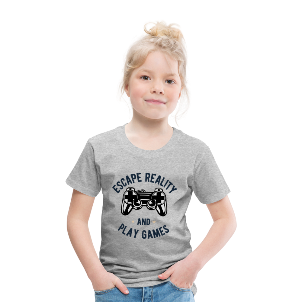 Kinder Premium T-Shirt - Gamer Play Games Design - Grau meliert