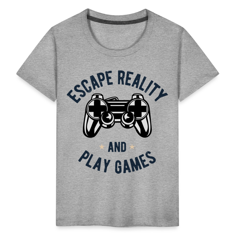 Kinder Premium T-Shirt - Gamer Play Games Design - Grau meliert