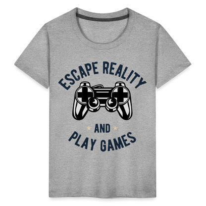 Kinder Premium T-Shirt - Gamer Play Games Design - Grau meliert