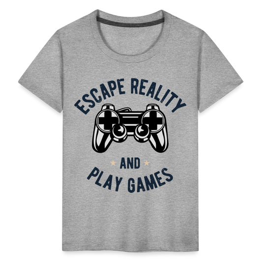 Kinder Premium T-Shirt - Gamer Play Games Design - Grau meliert