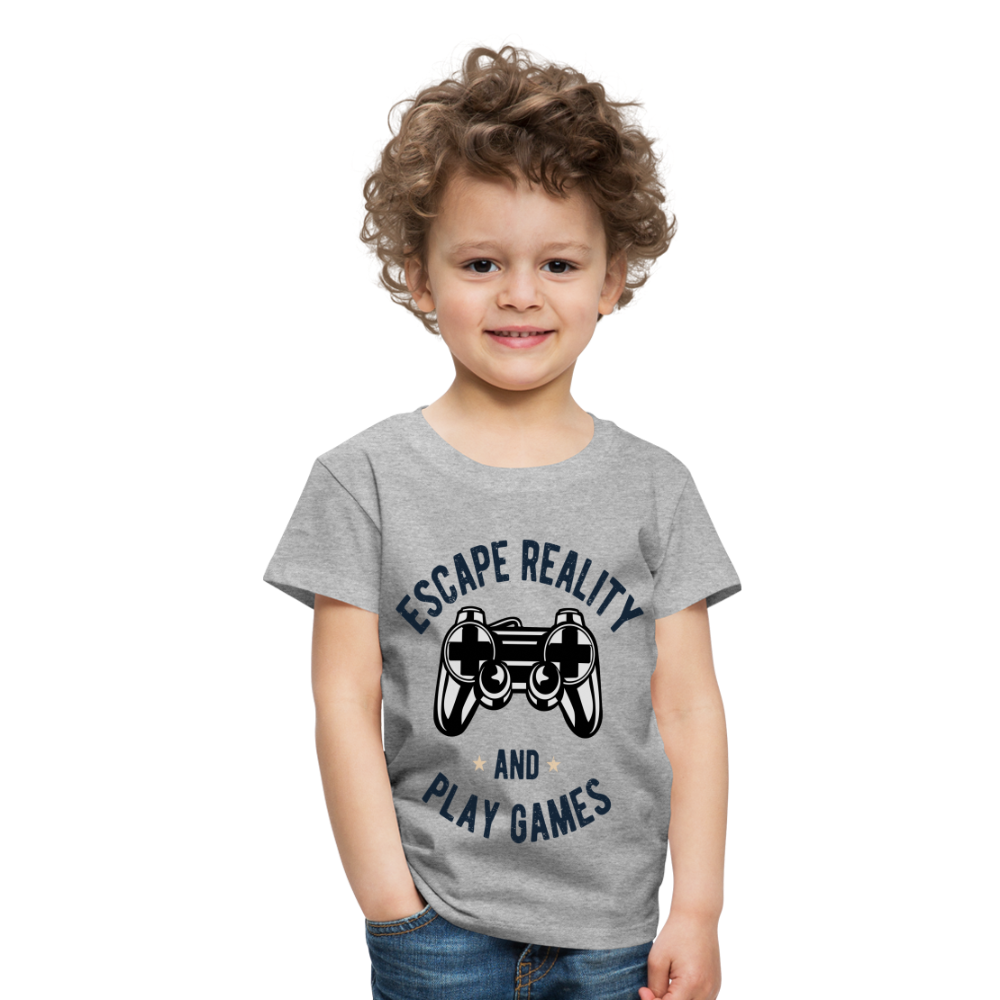 Kinder Premium T-Shirt - Gamer Play Games Design - Grau meliert