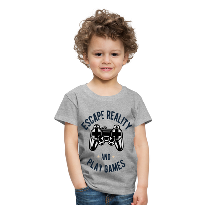 Kinder Premium T-Shirt - Gamer Play Games Design - Grau meliert