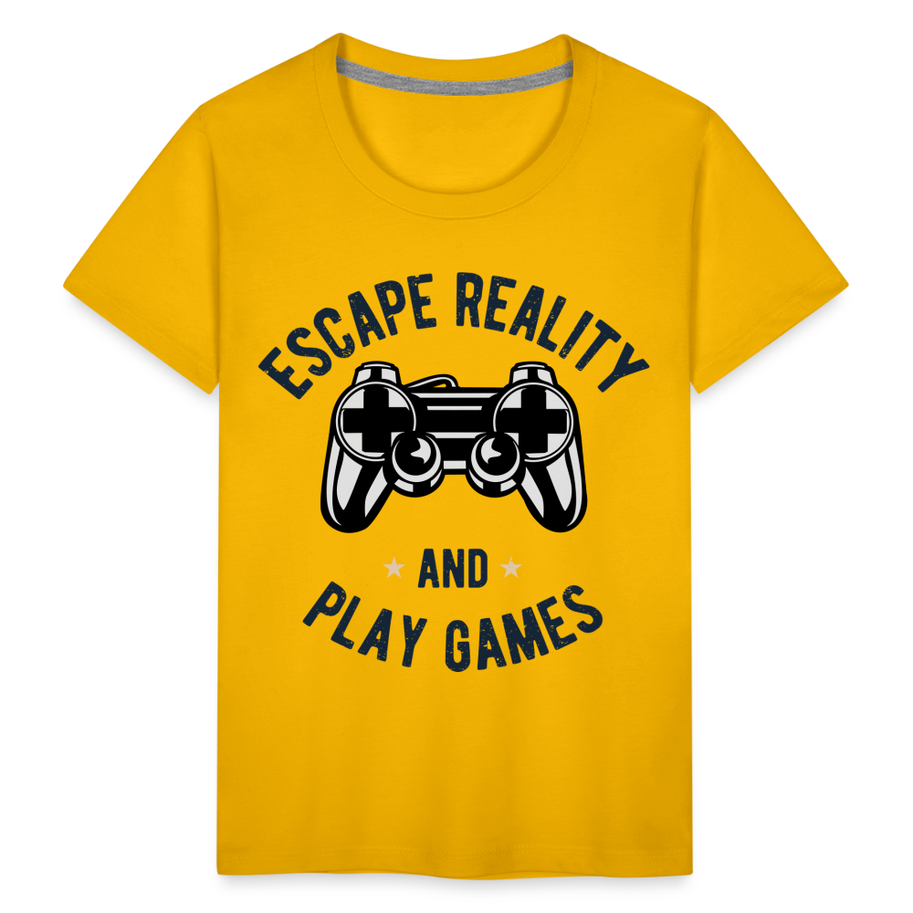 Kinder Premium T-Shirt - Gamer Play Games Design - Sonnengelb