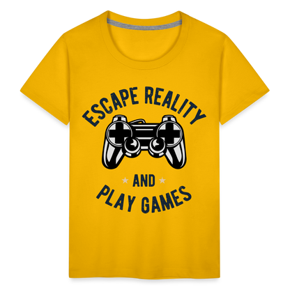 Kinder Premium T-Shirt - Gamer Play Games Design - Sonnengelb