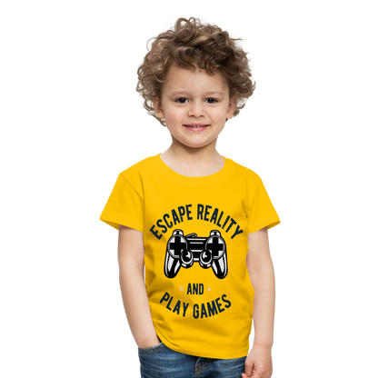 Kinder Premium T-Shirt - Gamer Play Games Design - Sonnengelb