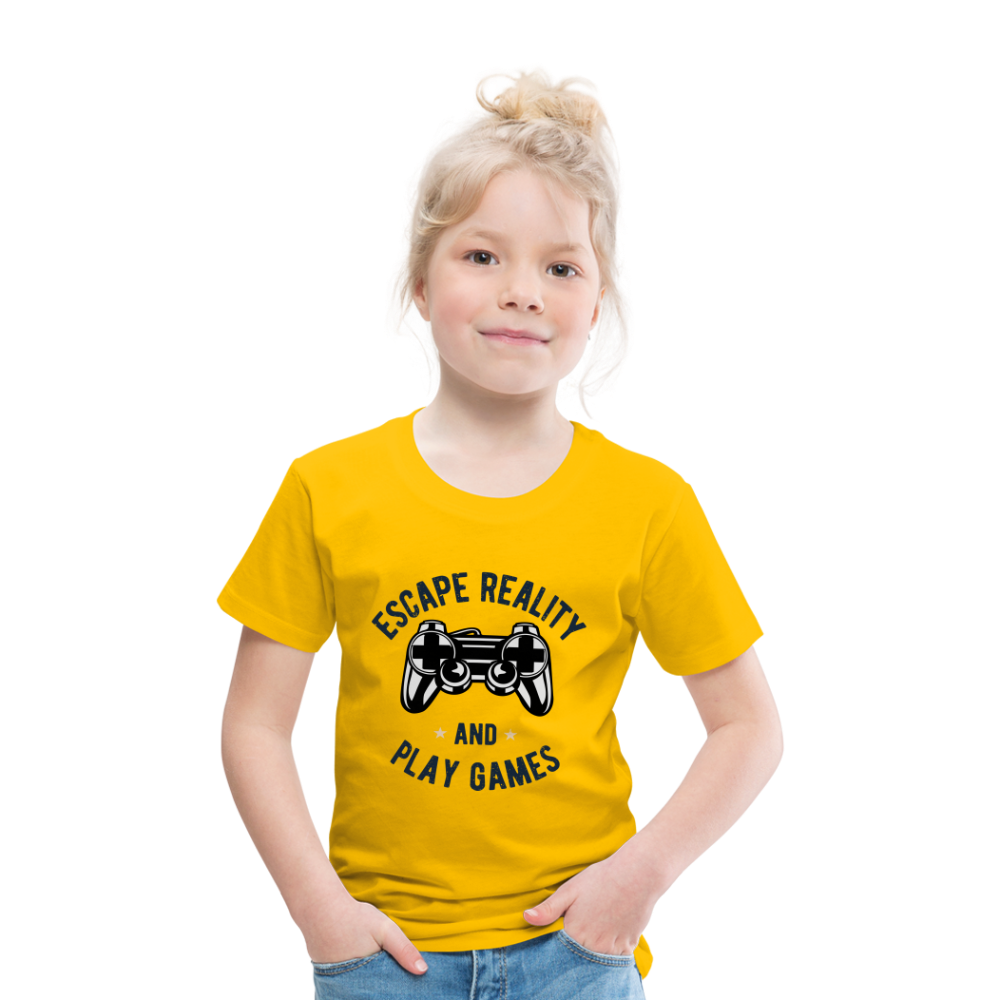 Kinder Premium T-Shirt - Gamer Play Games Design - Sonnengelb