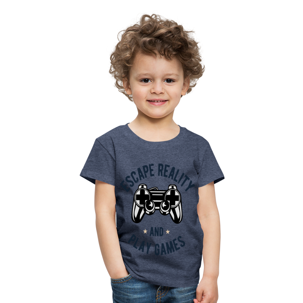 Kinder Premium T-Shirt - Gamer Play Games Design - Blau meliert