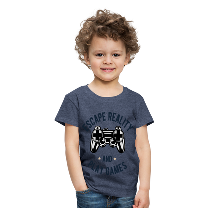 Kinder Premium T-Shirt - Gamer Play Games Design - Blau meliert