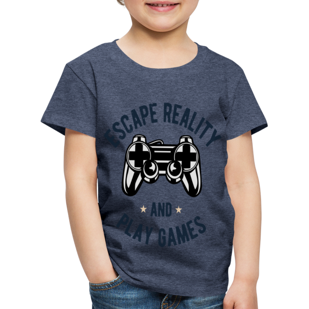 Kinder Premium T-Shirt - Gamer Play Games Design - Blau meliert