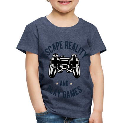 Kinder Premium T-Shirt - Gamer Play Games Design - Blau meliert