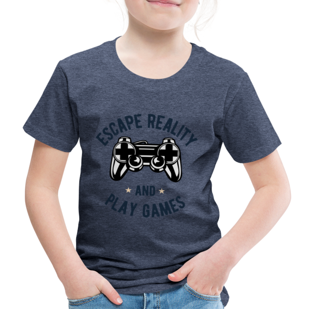 Kinder Premium T-Shirt - Gamer Play Games Design - Blau meliert