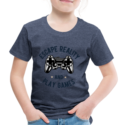 Kinder Premium T-Shirt - Gamer Play Games Design - Blau meliert