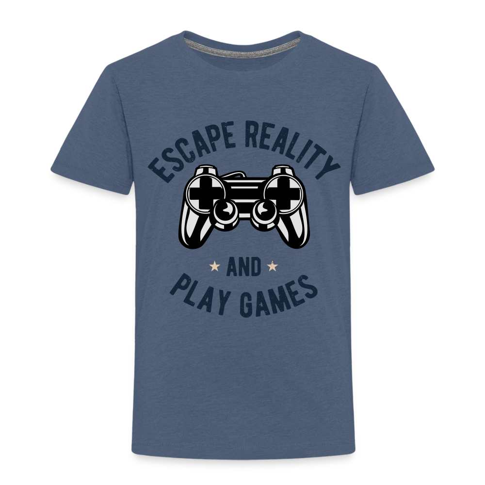 Kinder Premium T-Shirt - Gamer Play Games Design - Blau meliert