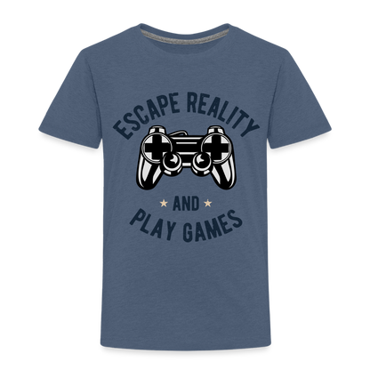 Kinder Premium T-Shirt - Gamer Play Games Design - Blau meliert