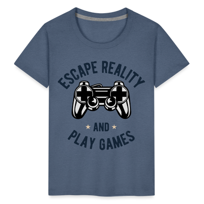 Kinder Premium T-Shirt - Gamer Play Games Design - Blau meliert