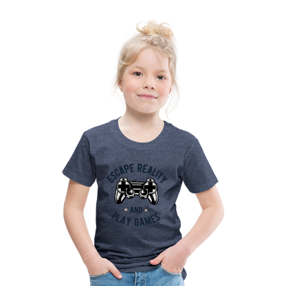 Kinder Premium T-Shirt - Gamer Play Games Design - Blau meliert