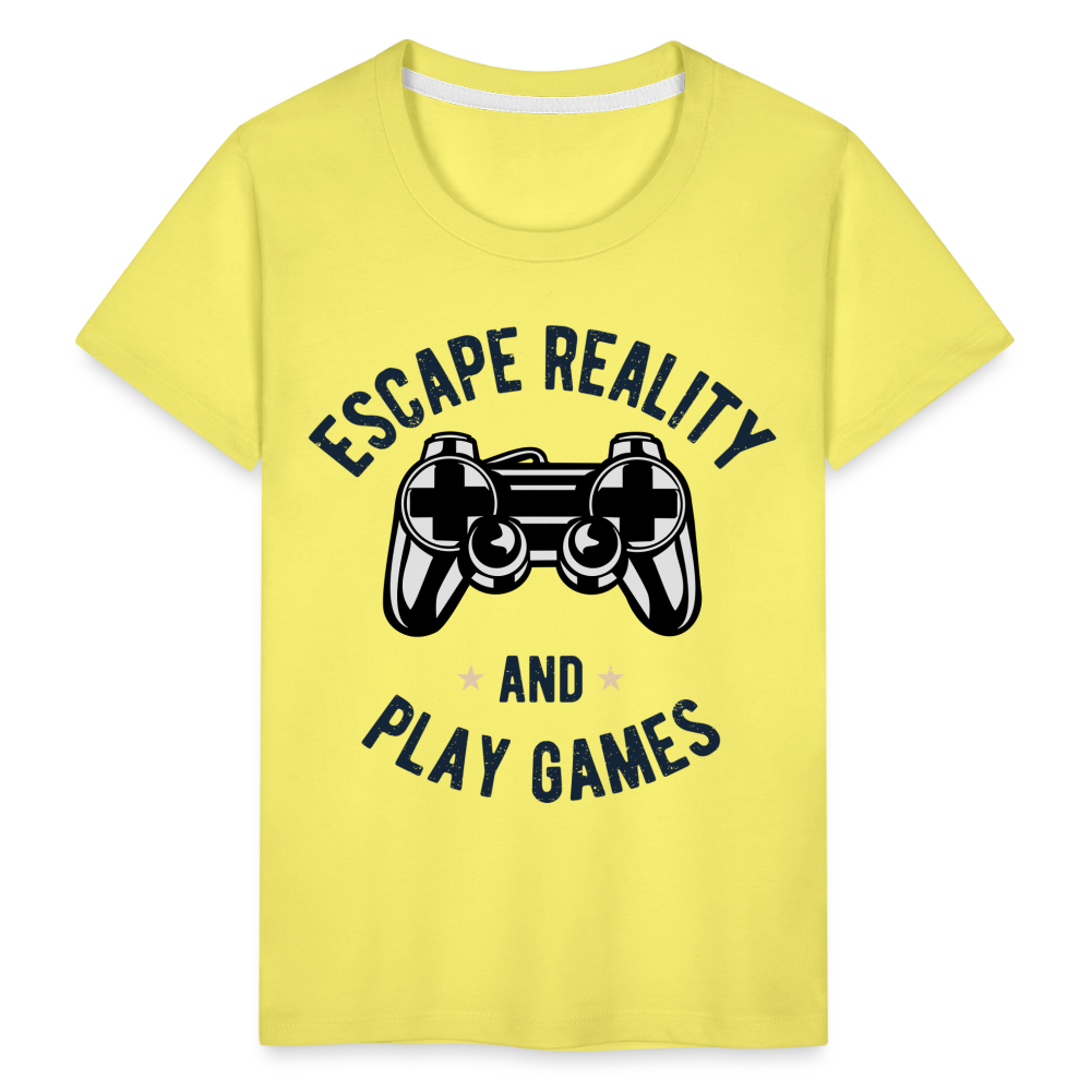 Kinder Premium T-Shirt - Gamer Play Games Design - Gelb