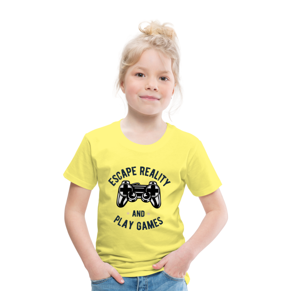 Kinder Premium T-Shirt - Gamer Play Games Design - Gelb