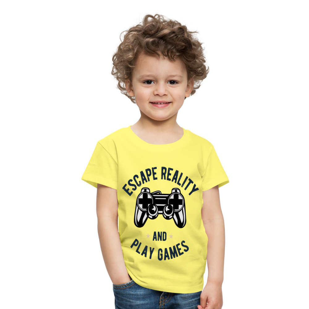 Kinder Premium T-Shirt - Gamer Play Games Design - Gelb