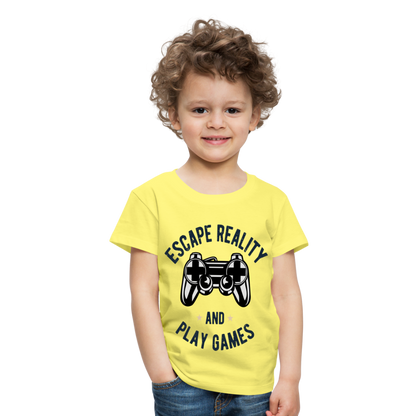 Kinder Premium T-Shirt - Gamer Play Games Design - Gelb