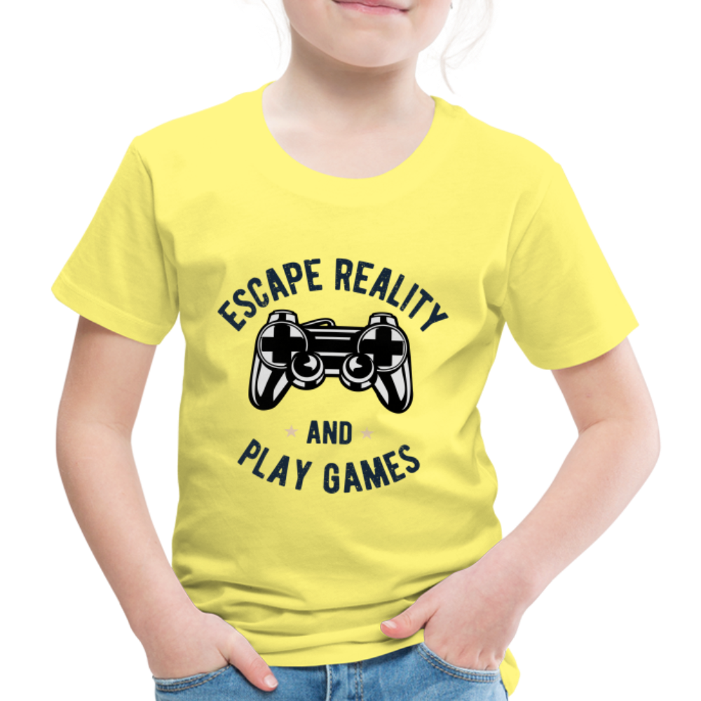 Kinder Premium T-Shirt - Gamer Play Games Design - Gelb