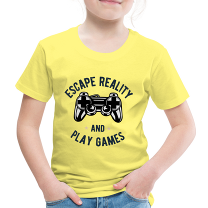 Kinder Premium T-Shirt - Gamer Play Games Design - Gelb