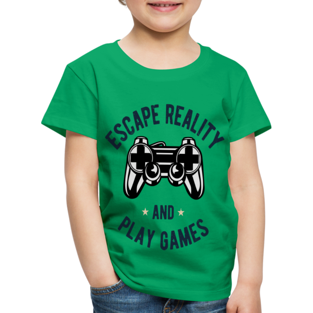 Kinder Premium T-Shirt - Gamer Play Games Design - Kelly Green