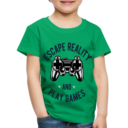 Kinder Premium T-Shirt - Gamer Play Games Design - Kelly Green