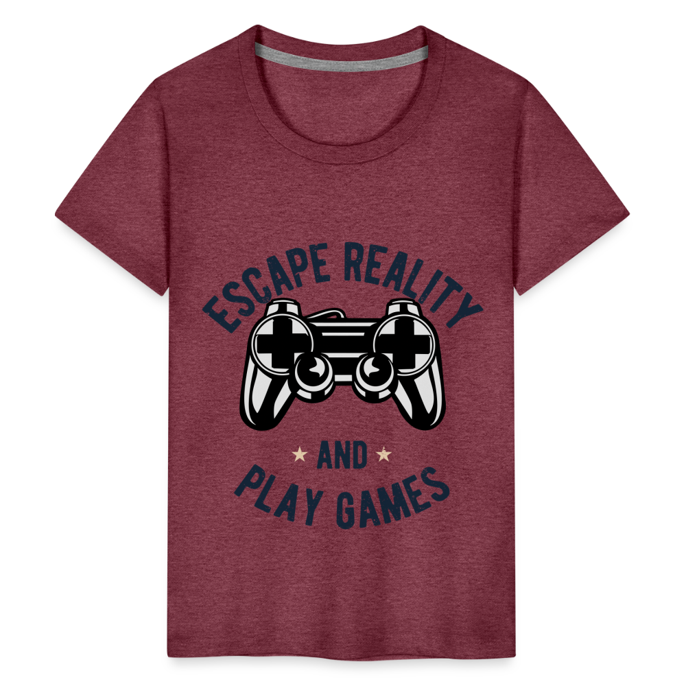 Teenager Premium T-Shirt - Gamer Design - Bordeauxrot meliert