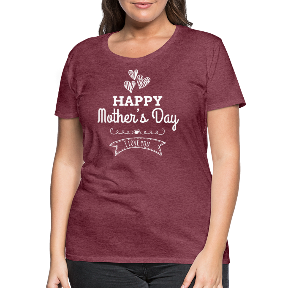 Frauen Premium T-Shirt - Happy Mother's Day - Muttertags Design - Bordeauxrot meliert