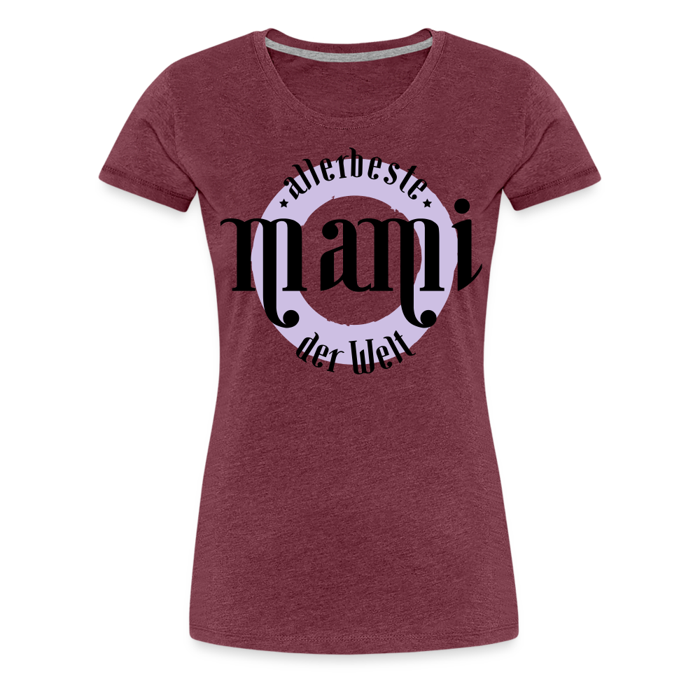 Frauen Premium T-Shirt - allerbeste Mami der Welt Design - Bordeauxrot meliert