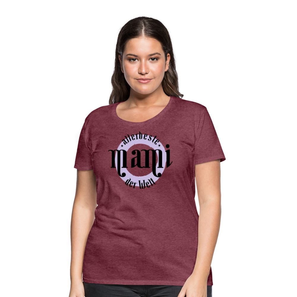 Frauen Premium T-Shirt - allerbeste Mami der Welt Design - Bordeauxrot meliert