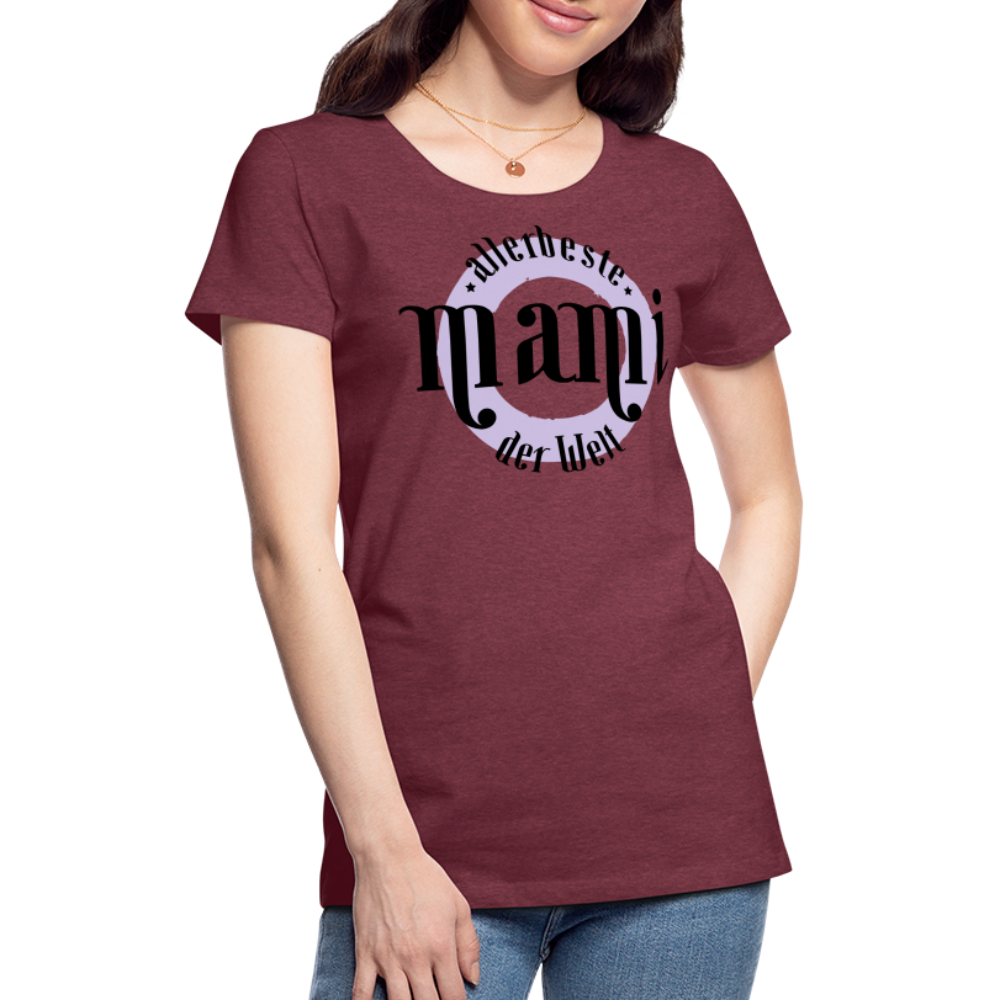 Frauen Premium T-Shirt - allerbeste Mami der Welt Design - Bordeauxrot meliert