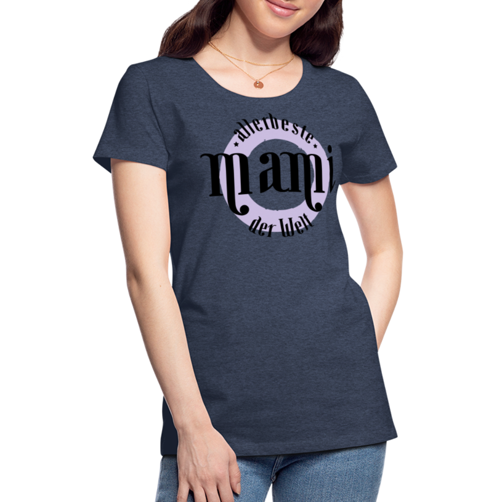 Frauen Premium T-Shirt - allerbeste Mami der Welt Design - Blau meliert