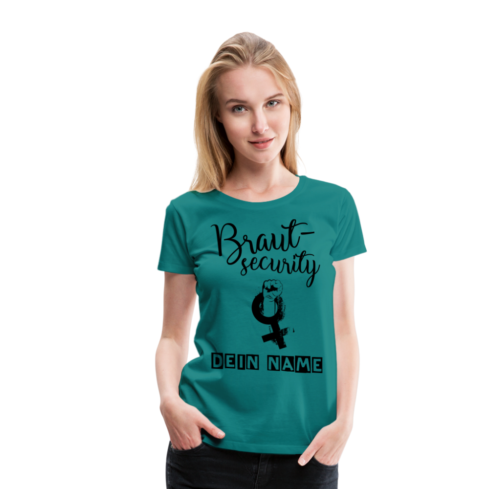 Frauen Premium T-Shirt - JGA - Junggesellenabschied - Braut Security Design - personalisierbar - Divablau