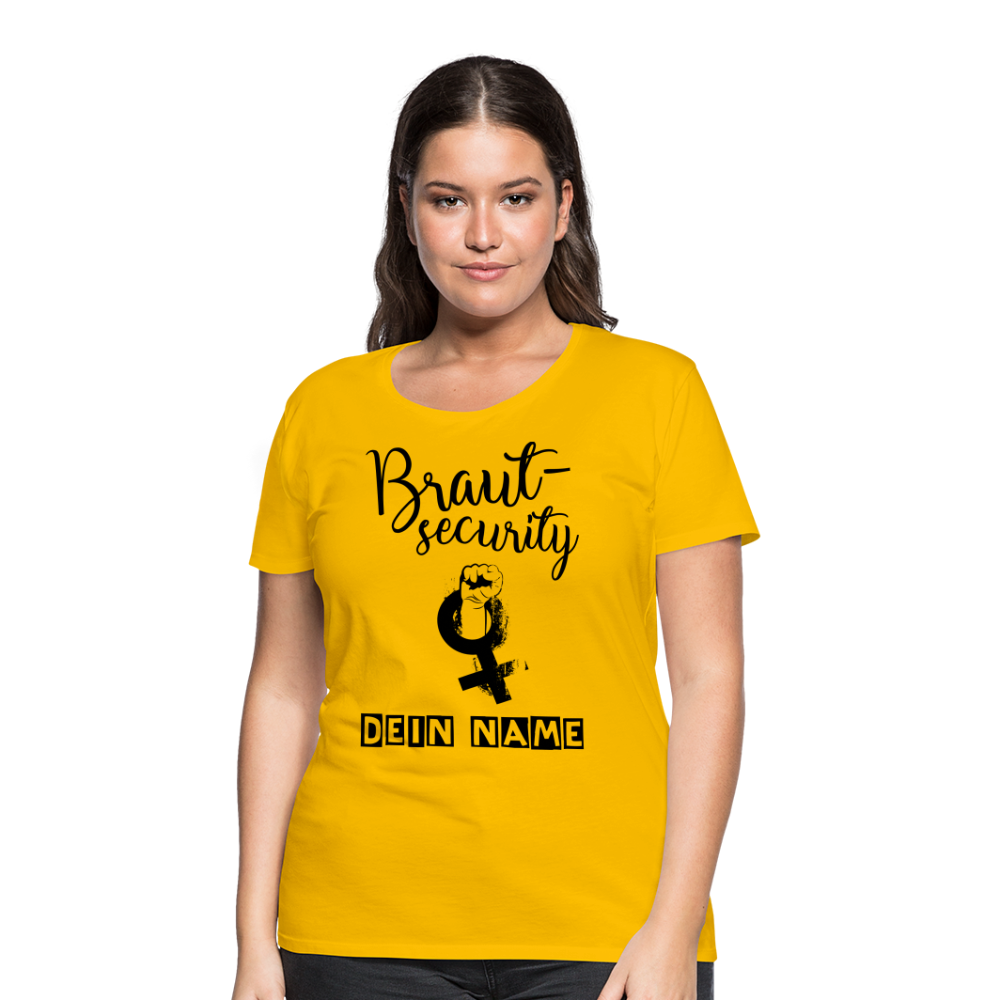 Frauen Premium T-Shirt - JGA - Junggesellenabschied - Braut Security Design - personalisierbar - Sonnengelb