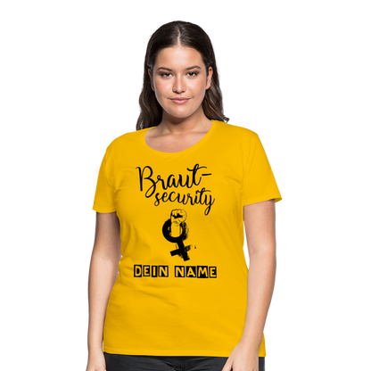 Frauen Premium T-Shirt - JGA - Junggesellenabschied - Braut Security Design - personalisierbar - Sonnengelb