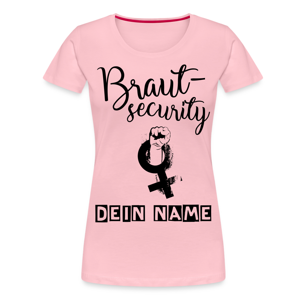 Frauen Premium T-Shirt - JGA - Junggesellenabschied - Braut Security Design - personalisierbar - Hellrosa