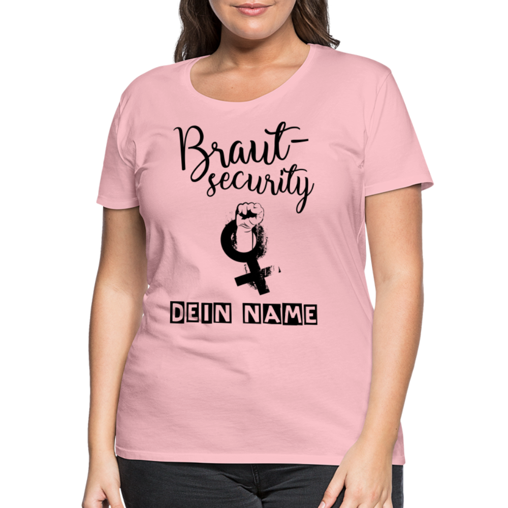 Frauen Premium T-Shirt - JGA - Junggesellenabschied - Braut Security Design - personalisierbar - Hellrosa