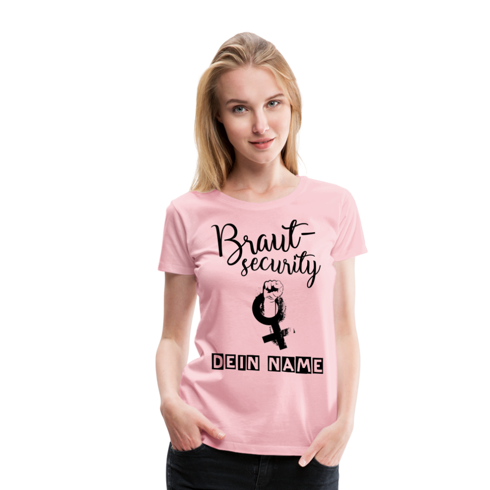 Frauen Premium T-Shirt - JGA - Junggesellenabschied - Braut Security Design - personalisierbar - Hellrosa