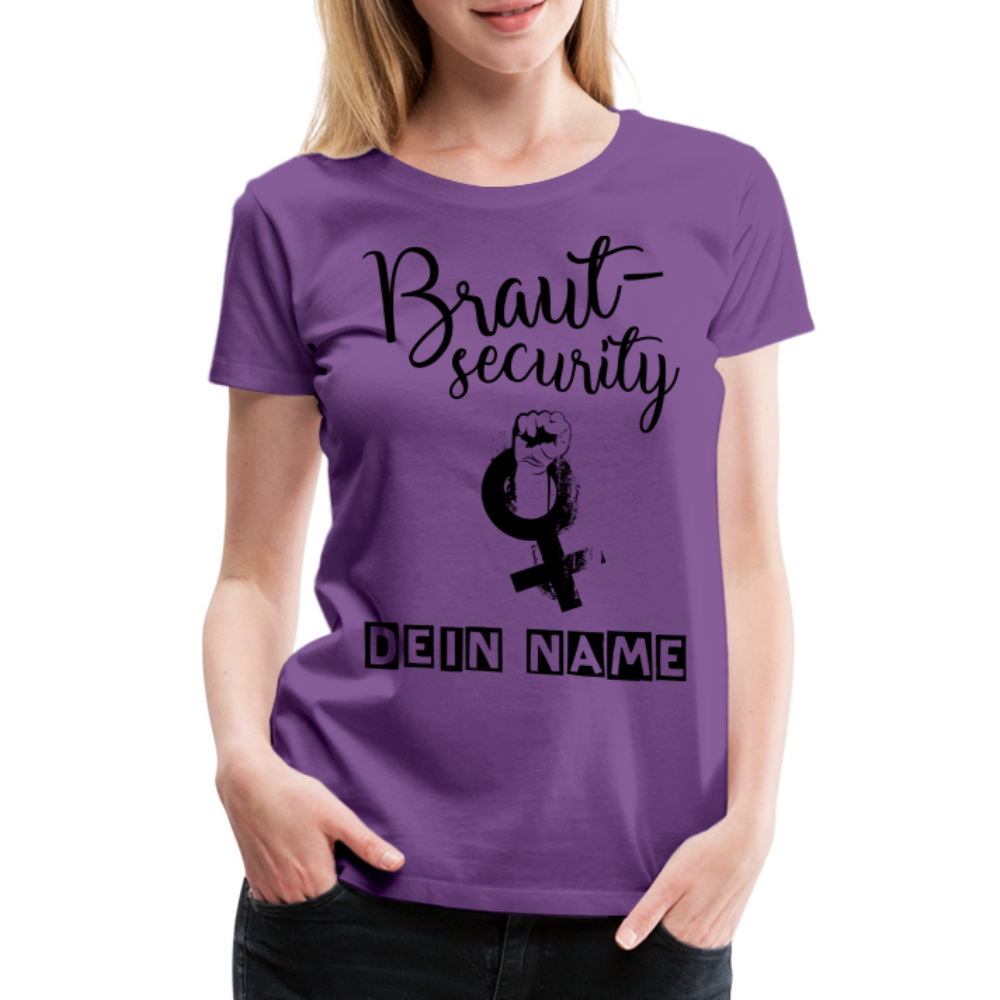 Frauen Premium T-Shirt - JGA - Junggesellenabschied - Braut Security Design - personalisierbar - Lila