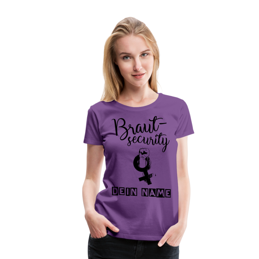 Frauen Premium T-Shirt - JGA - Junggesellenabschied - Braut Security Design - personalisierbar - Lila