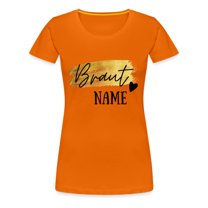 JGA Braut T-Shirt Gold mit Herz - personalisierbar - Orange