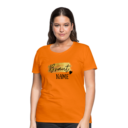 JGA Braut T-Shirt Gold mit Herz - personalisierbar - Orange