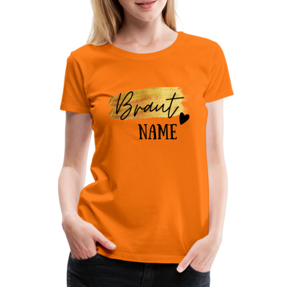 JGA Braut T-Shirt Gold mit Herz - personalisierbar - Orange