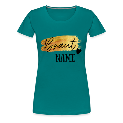 JGA Braut T-Shirt Gold mit Herz - personalisierbar - Divablau