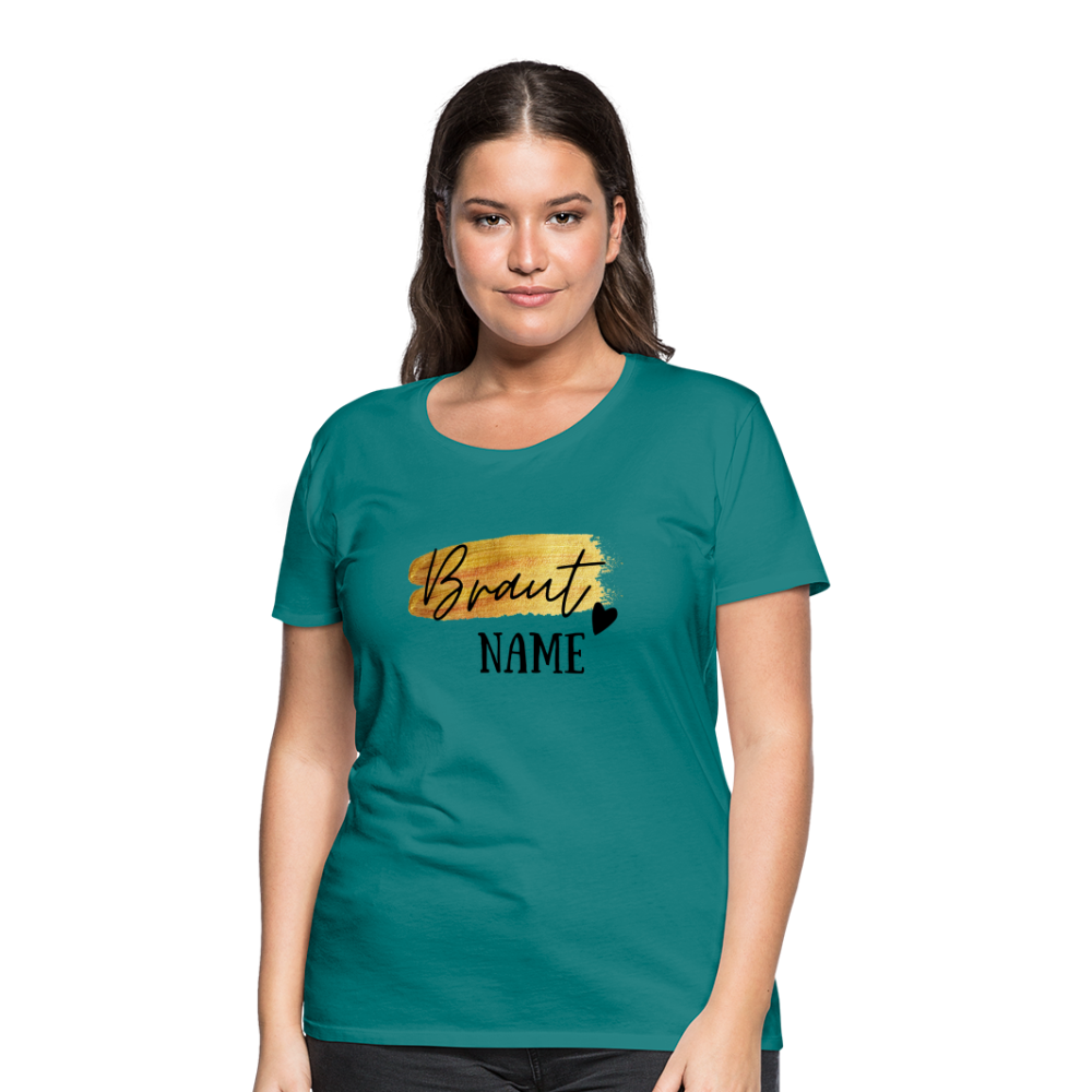 JGA Braut T-Shirt Gold mit Herz - personalisierbar - Divablau